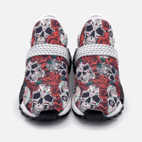 Red Flowers Skull Unisex Lightweight Custom shoes