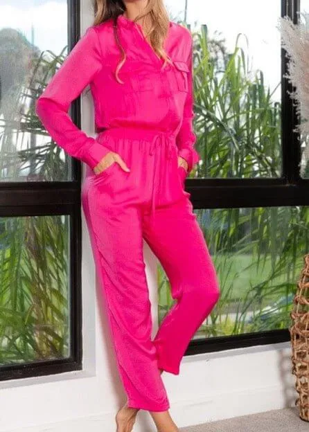 The Brenna Jumpsuit: Lightweight Long Sleeve Silk Jumpsuit
